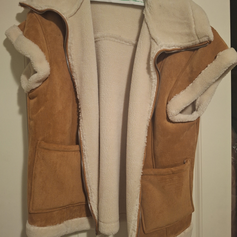 Blank NYC Tan Sherpa-Lined Vest